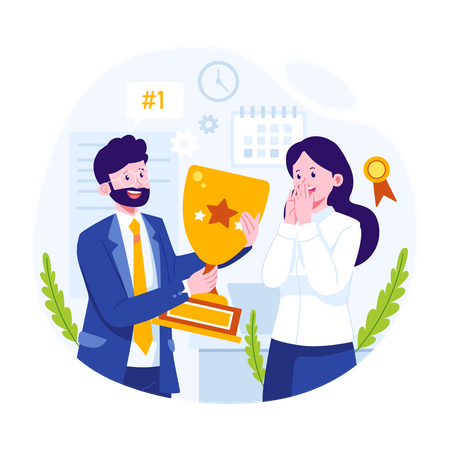 Giving awards to the best employee  Illustration