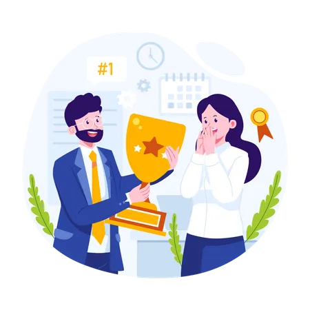 Giving awards to the best employee  Illustration