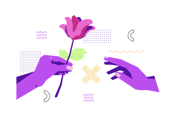 Giving Flower  Illustration