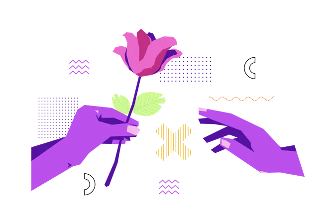 Giving Flower  Illustration