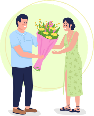 Giving flowers  Illustration