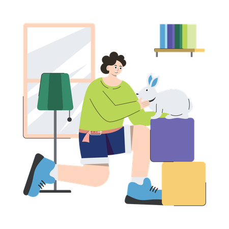 Giving Food To Rabbit  イラスト