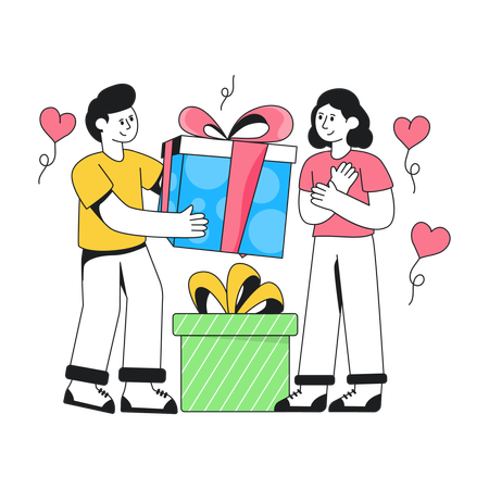 Giving Surprise Gift  Illustration