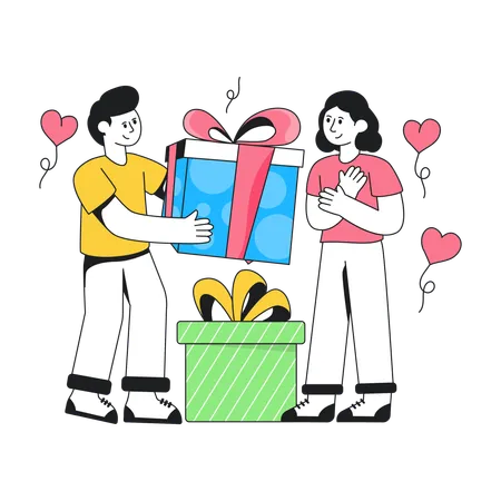 Giving Surprise Gift  Illustration