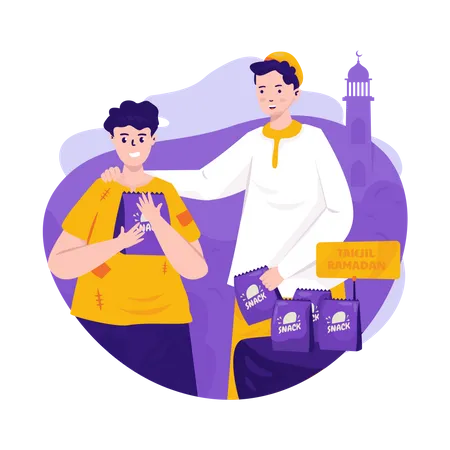 Giving takjil ramadan  Illustration