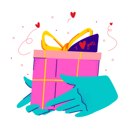 Giving Valentine gift  Illustration