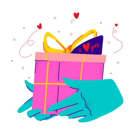 Giving Valentine gift  Illustration