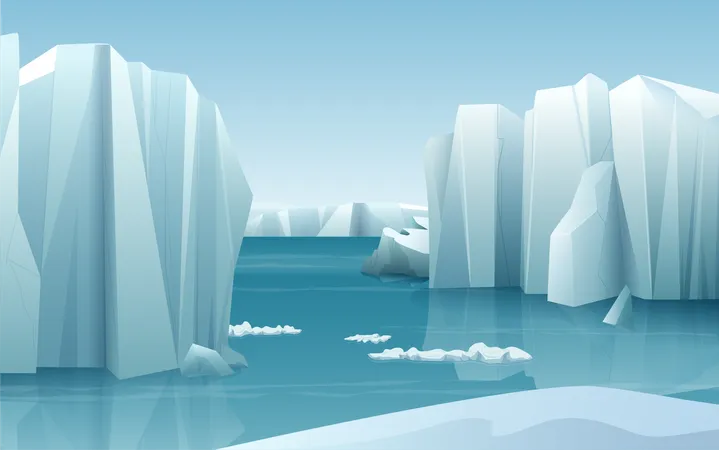 Glaciares en la Antártida  Ilustración