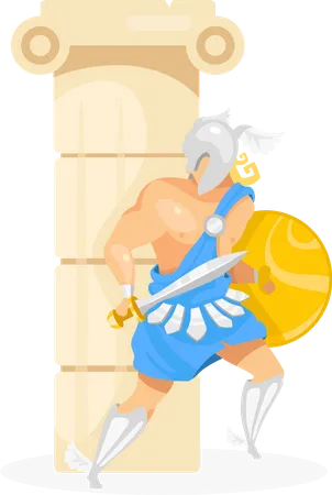 Gladiador atrás da coluna  Ilustração