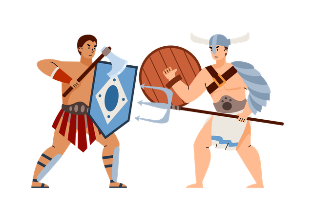 Gladiadores o legionarios griegos o romanos  Ilustración