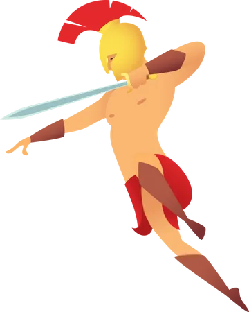 Gladiadores segurando espadas  Ilustração