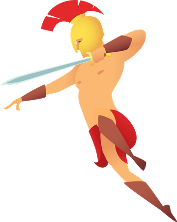 Gladiators Holding Swords  Illustration