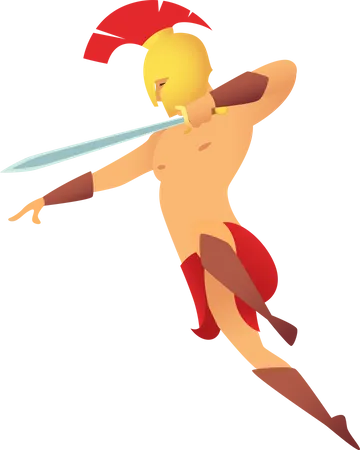 Gladiators Holding Swords  Illustration