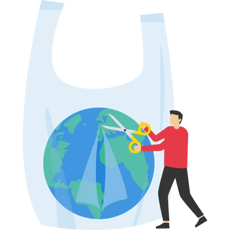 Glass globe in garbage bag  Illustration