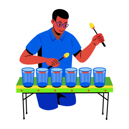 Glass Harp Player  Illustration