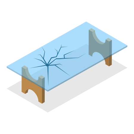 Glass of table is broken by children  Illustration