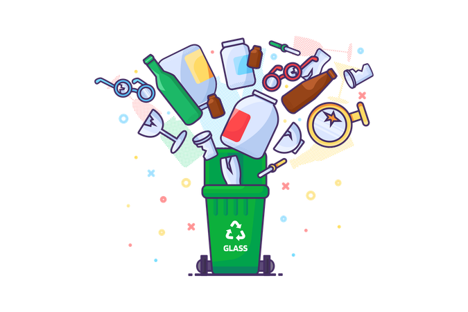Glass Waste Recycling  Illustration