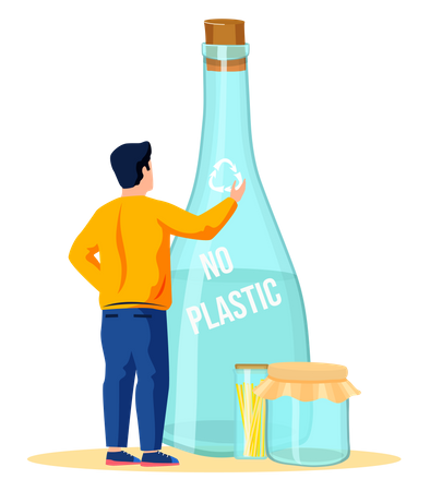 Glass water bottle with recycling Illustration