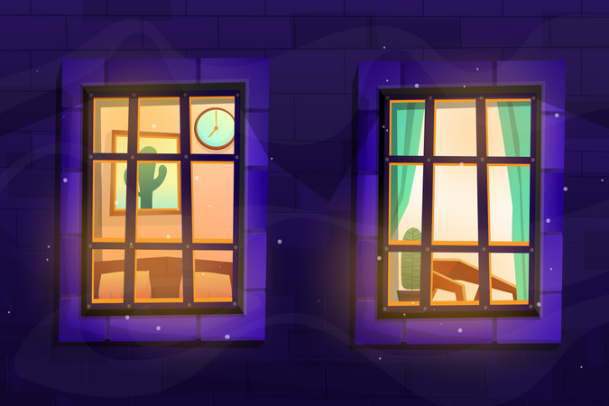 Glass window of house  Illustration