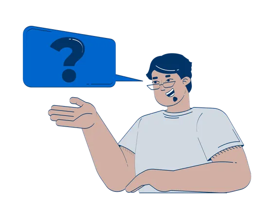 Glasses arab man asking question with speech bubble  Illustration