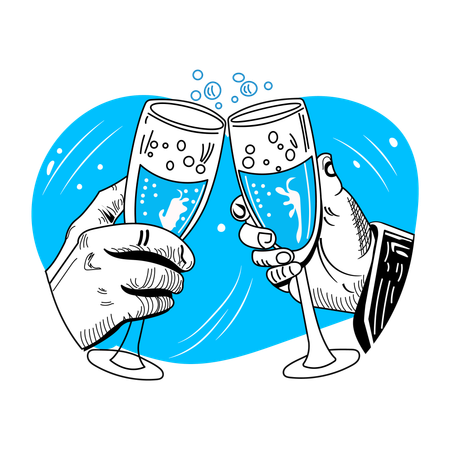 Glasses Clink  Illustration