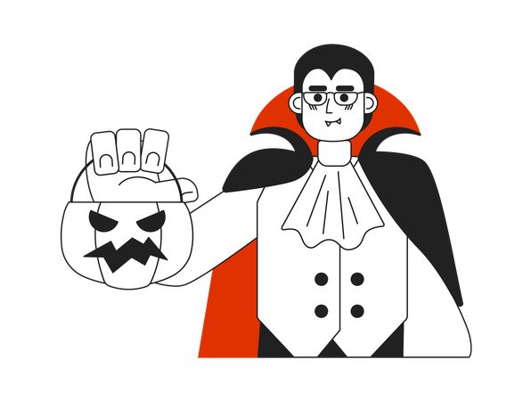 Glasses vampire holding trick or treat basket  Illustration