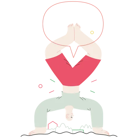 Glatzköpfiger Mann macht Handstand  Illustration