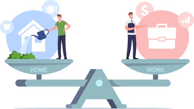 Gleichgewicht zwischen Arbeit und Zuhause  Illustration