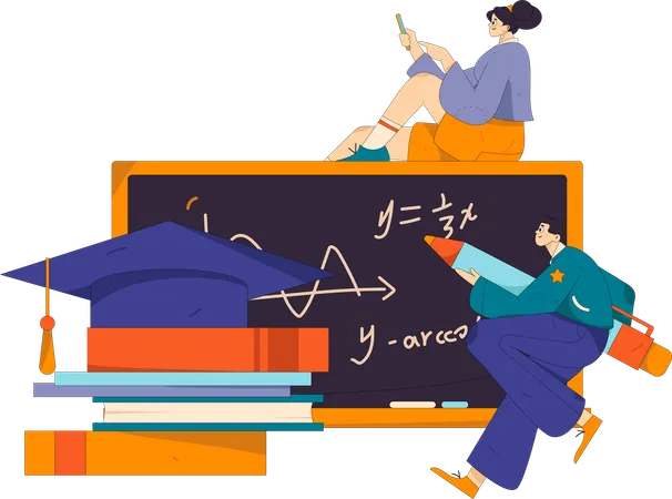 Gli studenti hanno operazioni di algebra da risolvere  Illustration