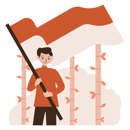 Gli uomini celebrano l'indipendenza indonesiana  Illustration