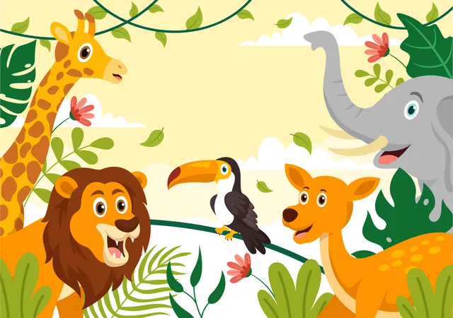 World Animal Day Vector Illustration With Various Animals Or Wildlife For Habitat Protection And Forest In Flat Cartoon Background Templates Illustration