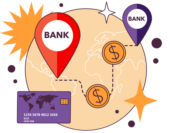 Global bank location  Illustration
