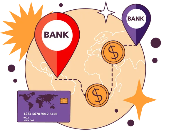 Global bank location  Illustration