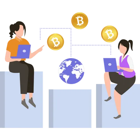 Global bitcoin transaction  Illustration