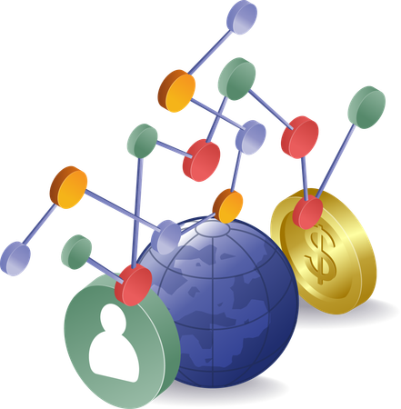 Global business development analysis network  Illustration