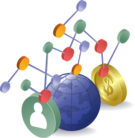 Global business development analysis network  Illustration