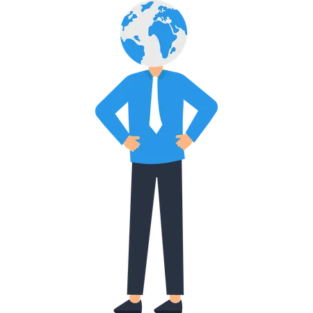 Global Business Leader with World Head Concept  Illustration