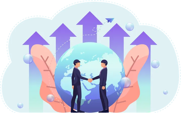 Global business partnership  Illustration