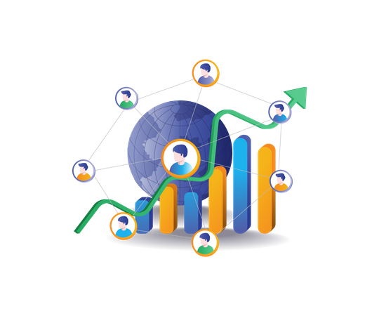 Global business team network  Illustration