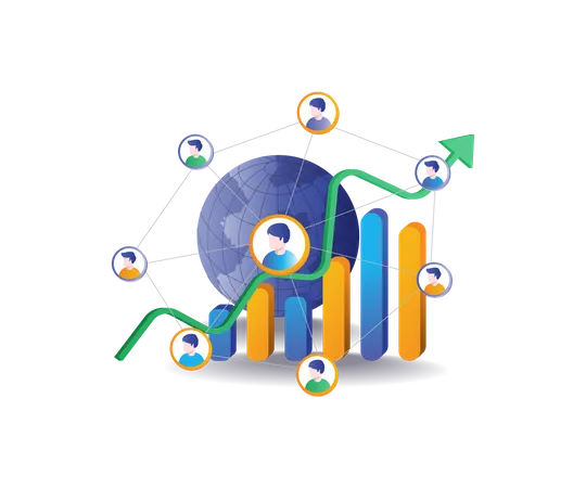 Global business team network  Illustration