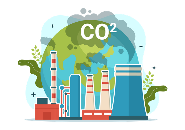 Global carbon dioxide pollution  Illustration