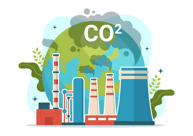 Global carbon dioxide pollution  Illustration