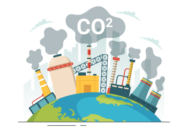 Global carbon dioxide pollution  Illustration