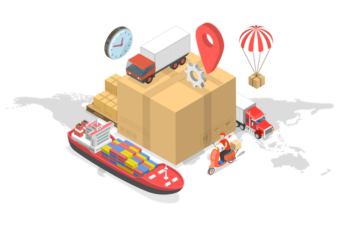 Global Cargo Shipping  Illustration