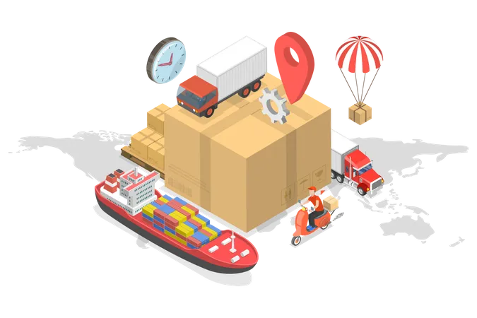 Global Cargo Shipping  Illustration