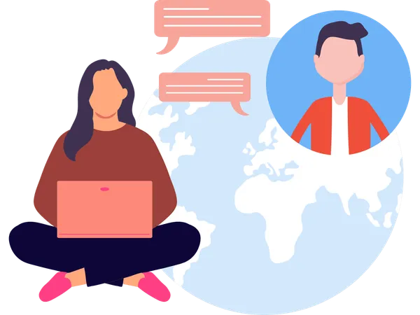 Global communication performed by team of employees  Illustration