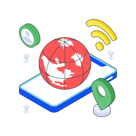 Global Connection and mobile  Illustration