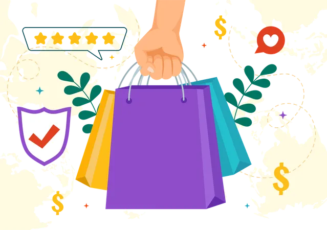 World Consumer Rights Day Vector Illustration On 15 March With Shopping Bags To Be Respected And Protected In Flat Cartoon Background イラスト
