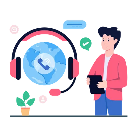 An Icon Design Of Global Customer Service Illustration