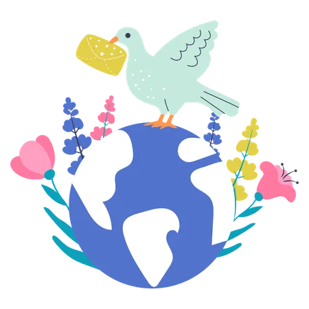 Global delivery by dove  Illustration